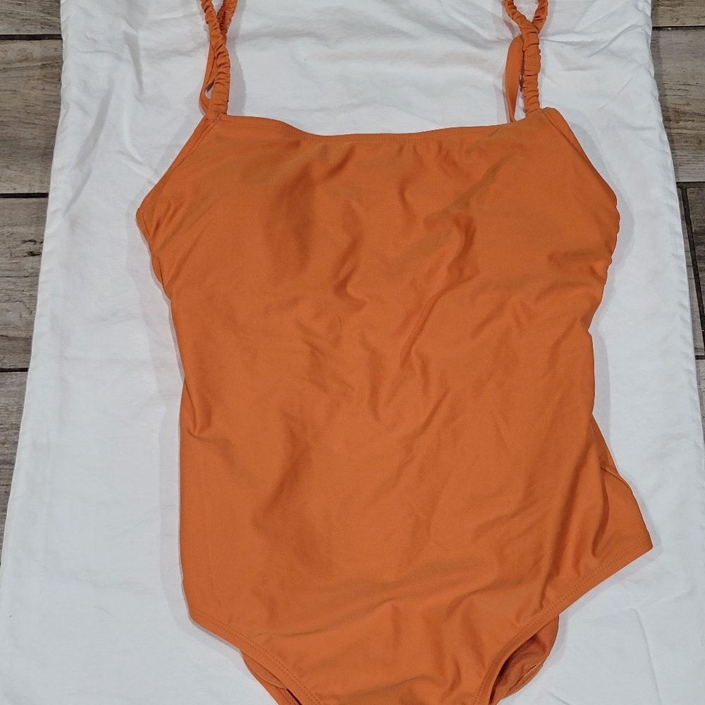 Kona Sol One Piece Vibrant  Burnt Orange Swimwear Bathing Suit Size Large